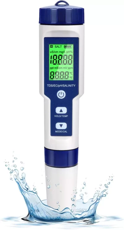 5-in-1 Wassertester für PH,TDS,EC,Salzgehalt und Temperatur